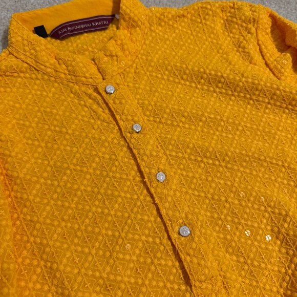 [NEW] Indian Pakistani Men Kurta Top Yellow Small - Picture 9 of 9